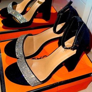 Black Rhinestone High Heels